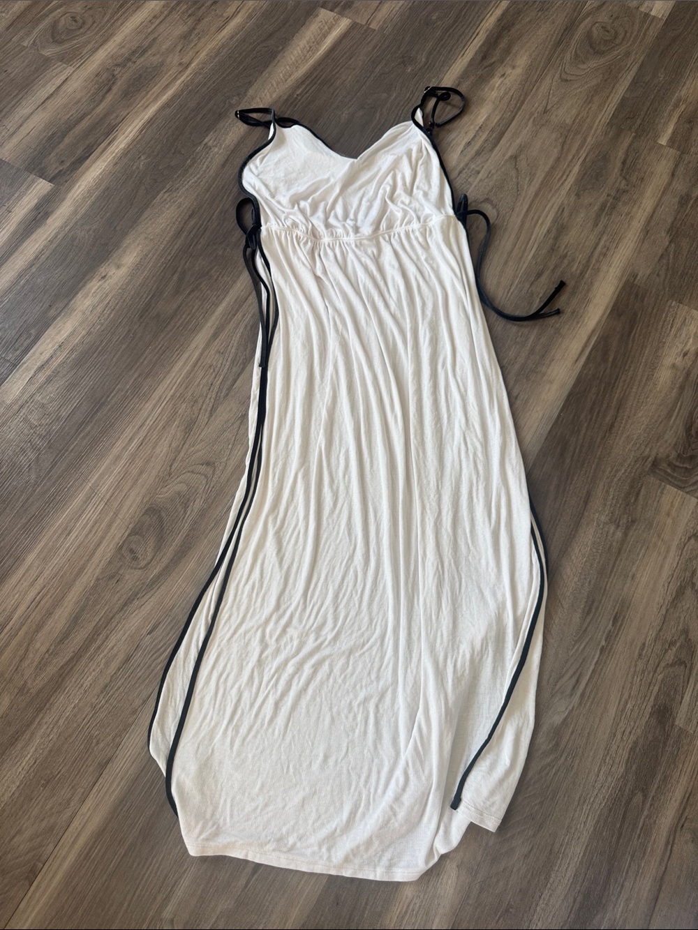 Victoria's Secret White Maxi Robe/Cover-Up Black Trim